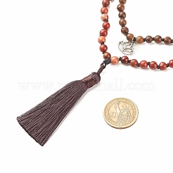 Collier double couche de perles de bois rondes avec fermoir magnétique en laiton&nbsp;NJEW-JN03858