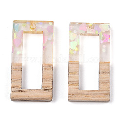 Подвески из прозрачной смолы и белого дерева&nbsp;RESI-N039-27