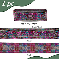 Nastri jacquard a fiori in poliestere stile etnico da 7 m&nbsp;OCOR-WH0091-72A-02