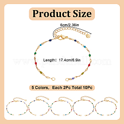 10 stücke 5 farben 304 edelstahl emaille oval link kette armband zeug&nbsp;AJEW-GO00045