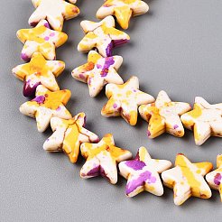 С напылением окрашенные синтетические бирюзовые бусинки&nbsp;UNKW-T001-11