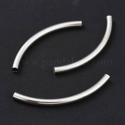 真鍮製チューブビーズ  長持ちメッキ  カーブビーズ  チューブ  925銀メッキ  55x4mm  穴：3mm&nbsp;KK-Y003-89G-S
