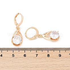 Серьги с застежкой-защелкой из латуни с прозрачным фианитом и прозрачным фианитом EJEW-K300-13G