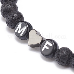 2 個 2 スタイル天然溶岩 & ハウライト ストレッチ ブレスレット セット  heart & word m and f アクリル ビーズ カップル ブレスレット ベスト フレンド 恋人  内径：2~2-3/8インチ（5.2~6cm）  1個/スタイル&nbsp;BJEW-JB08672