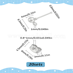 20 шт. железные серьги-гвоздики с шариками&nbsp;STAS-LP0001-67