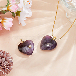 2pcs pendentifs en améthyste naturelle&nbsp;G-FH0002-76A