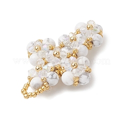 Подвески-крестики из натурального хаулита и стеклянного бисера&nbsp;PALLOY-MZ01151-03