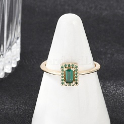 Латунные микро проложить манжеты кольца кубического циркония RJEW-S400-10G