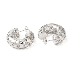 Круглые серьги-гвоздики из латуни с желобками EJEW-K248-06P