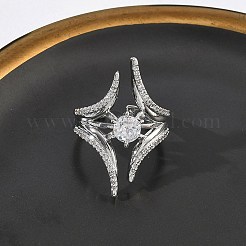 Offene Manschettenringe aus Messing mit Mikropavé und Zirkonia für Damen&nbsp;RJEW-L343-09P-01