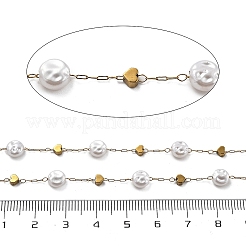 Цепочки из искусственного жемчуга ABS и бусин из нержавеющей стали 304 CHS-K021-07G-02