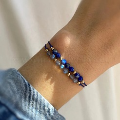 Verstellbare Armbänder mit Schiebeverschluss aus Natursteinen und Messingperlen für Damen&nbsp;DZ3322-1
