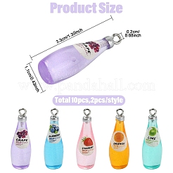 10шт 5 цвета прозрачные подвески из смолы&nbsp;RESI-YW0005-28