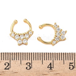 Латунные кольца для носа с круглыми/подковообразными штангами из прозрачного кубического циркония EJEW-D337-18B-G
