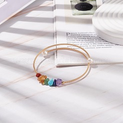 Pierres naturelles mélangées et bracelet jonc de perles&nbsp;BJEW-JB08459
