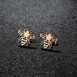 ビーズ201ステンレススチールスタッドピアス  ローズゴールド  12x13mm&nbsp;FS-WGD71BE-04