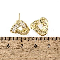 Треугольные серьги-гвоздики из латуни с микропаве из прозрачных кубических цирконий&nbsp;EJEW-F373-01G