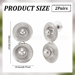 2 par de pendientes colgantes de latón redondos y planos con espiral geométrica&nbsp;EJEW-UN0002-72P
