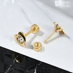 Tappi per le orecchie finti con strass e cristalli a forma di cuore&nbsp;EJEW-H105-21G-C