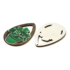 Большие деревянные подвески с одним лицом и принтом ко Дню Святого Патрика WOOD-E016-01