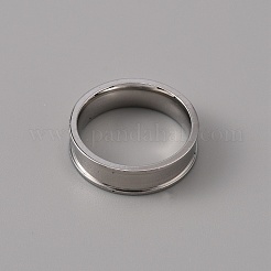 201 configuraciones de anillo de dedo ranurado de acero inoxidable&nbsp;STAS-WH0027-27C-P