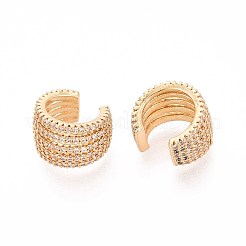 Латунные серьги-манжеты из прозрачного кубического циркония EJEW-T047-81G