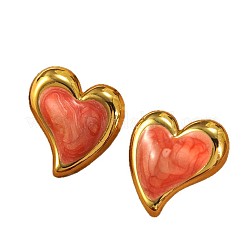 Серьги-гвоздики в форме сердца из нержавеющей стали 304 с эмалью EJEW-Z147-04G