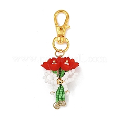 4шт. 4-х цветный букет ручной работы из стеклянных бусин и акриловых подвесок&nbsp;HJEW-MZ00269