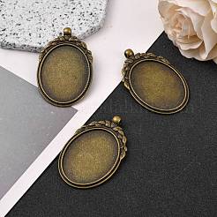 Supports alliage pendentif cabochon de lunette de style tibétain&nbsp;TIBEP-M018-62AB-NF