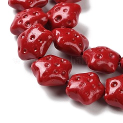 合成サンゴビーズ連売り  染め  スター  レッド  15.5x15.5x8mm  穴：1mm  約26個/連  13.98~14.17インチ（35.5~36cm）&nbsp;G-C103-A01-01