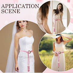 1 шт. плетеный вручную хлопковый пояс с кисточками для женского платья&nbsp;AJEW-CP0010-25A