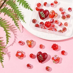 38 шт. 9 стиля бусины ручной работы из золотистого песка в технике лэмпворк LAMP-FS0001-37