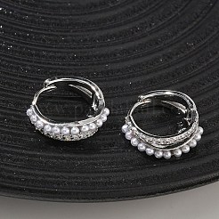 Двухслойные латунные серьги-кольца с микропаве из прозрачных кубических цирконий.&nbsp;EJEW-C181-03P