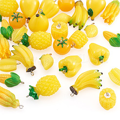 30 colgante de resina opaca con temática de frutas y verduras en 10 estilos&nbsp;AJEW-TA0005-77