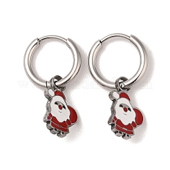 3 пара 3 стилей рождественских серег-колец и гвоздиков из нержавеющей стали 304 для женщин&nbsp;EJEW-K279-12A-P