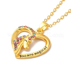Cuore di strass colorati con collana pant unicorno con catene portacavi&nbsp;NJEW-K246-01G