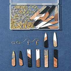 Наборы для самостоятельного изготовления сережек-капель/прямоугольников из смолы и орехового дерева&nbsp;RESI-FS0001-85