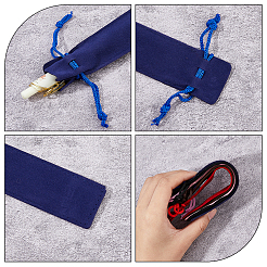 60 шт. 5-цветный прямоугольный бархатный мешочек для ручек с завязкой AJEW-FH0004-36