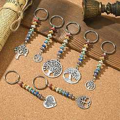 7 Uds. Kit de llavero con colgante de árbol de la vida&nbsp;KEYC-JKC00644