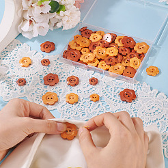 90 шт. 6 стиля деревянных пуговиц-цветочков с 2 отверстиями&nbsp;BUTT-TA0001-39