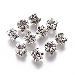 合金ヨーロピアンビーズ  大穴ビーズ  ラインストーン付き  クリスタル  アンティークシルバー  10x8mm  穴：5mm&nbsp;PALLOY-E515-01AS