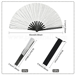 1 abanico plegable de bambú con tela oxford y polvo brillante.&nbsp;AJEW-SP0003-77C