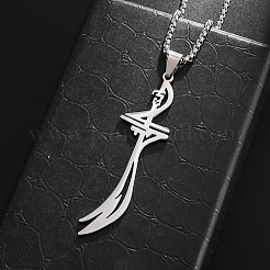 Halsketten mit Anhänger in Form eines Krummsäbels aus Edelstahl 201 für Herren&nbsp;WGE11B1-01