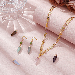 6 stücke 6 arten top goldene überzogene opalite & natürliche tiger eye & aventurin & labradorit & rose quarz & amethyst spitzen anhänger&nbsp;G-BC0001-63