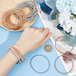 40шт 2 цвета углеродистой стали круглые змейки цепи набор растягивающихся браслетов для женщин BJEW-BC0001-09