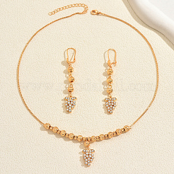 Комплекты серег и ожерелий из винтажной латуни с микропаве из прозрачных кубических цирконий для женщин&nbsp;QN1967