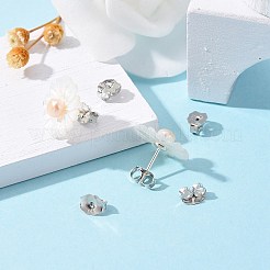 変色防止ロジウムメッキスターリングシルバーのイヤリング  プラチナ  5x6x3mm  穴：0.7mm&nbsp;X-STER-E041-11B