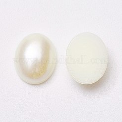 アクリル模造パールのカボション  オーバル  乳白色  10x8x3.5mm&nbsp;MACR-E007-8x10mm-J02