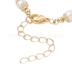 Браслеты из натурального культивированного пресноводного жемчуга и латунных бусин для женщин&nbsp;BJEW-JB13015-01