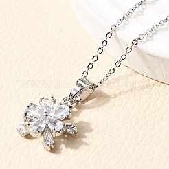 Комплекты серег-гвоздиков и ожерелий с подвесками из латуни с микропаве из прозрачных кубических цирконий SJEW-Z002-04P